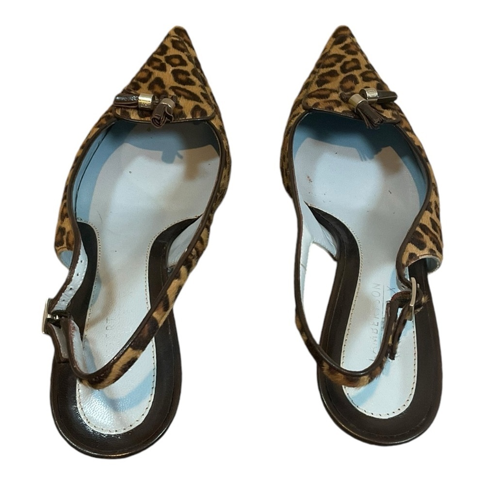 Lambertson Truex Women’s Size 39 Pony Hair Animal Print Slingback Pumps Sandals - Picture 9 of 16